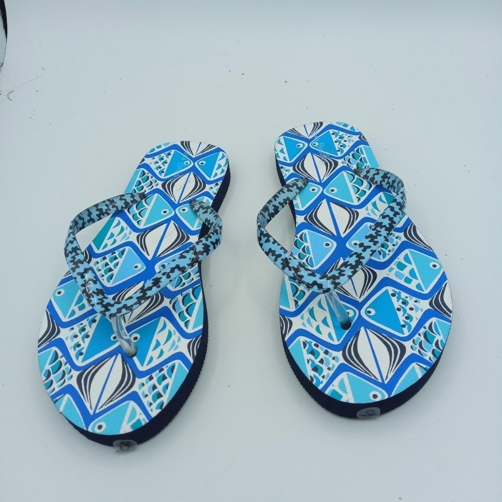 Vera Bradley Go Fish Blue White Flip flop sandals 5-6